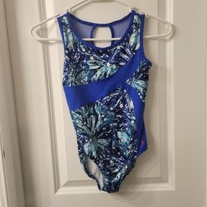 Future star leotard size child medium. In great condition, blue/pink/teal colors